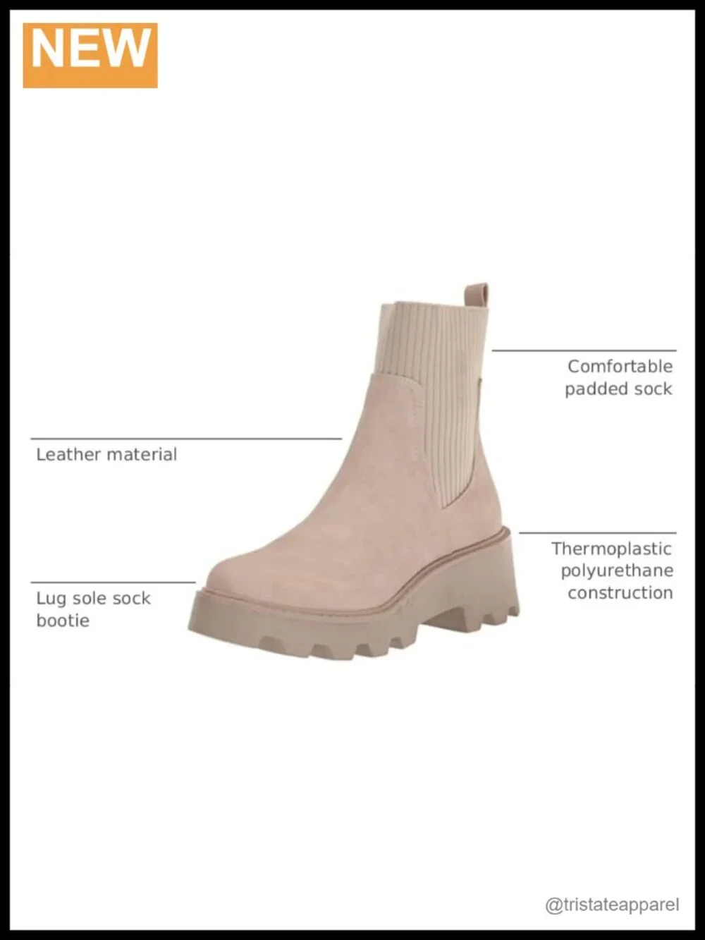 Leather Ankle Bootie with Padded Sock Pull-On Block Heel
